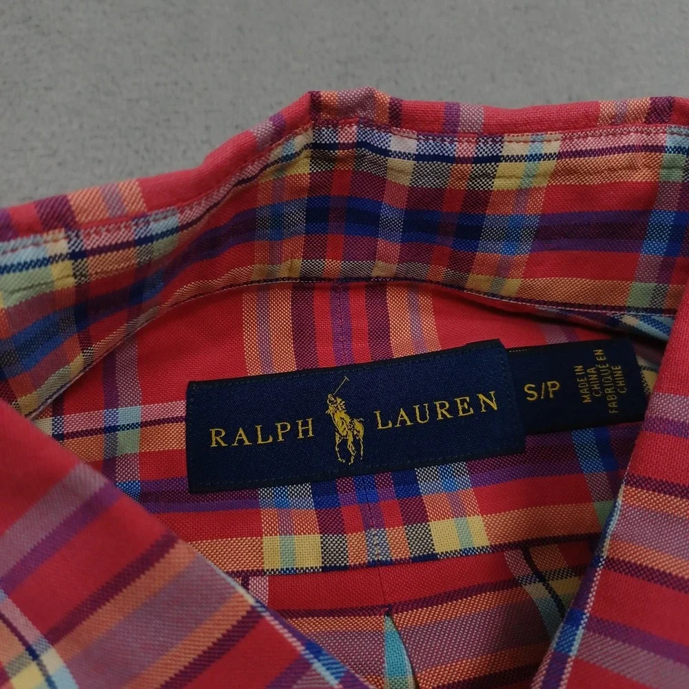 Ralph Lauren Shirt Mens Small Red Plaid Long Sleeve Button Down Preppy A4